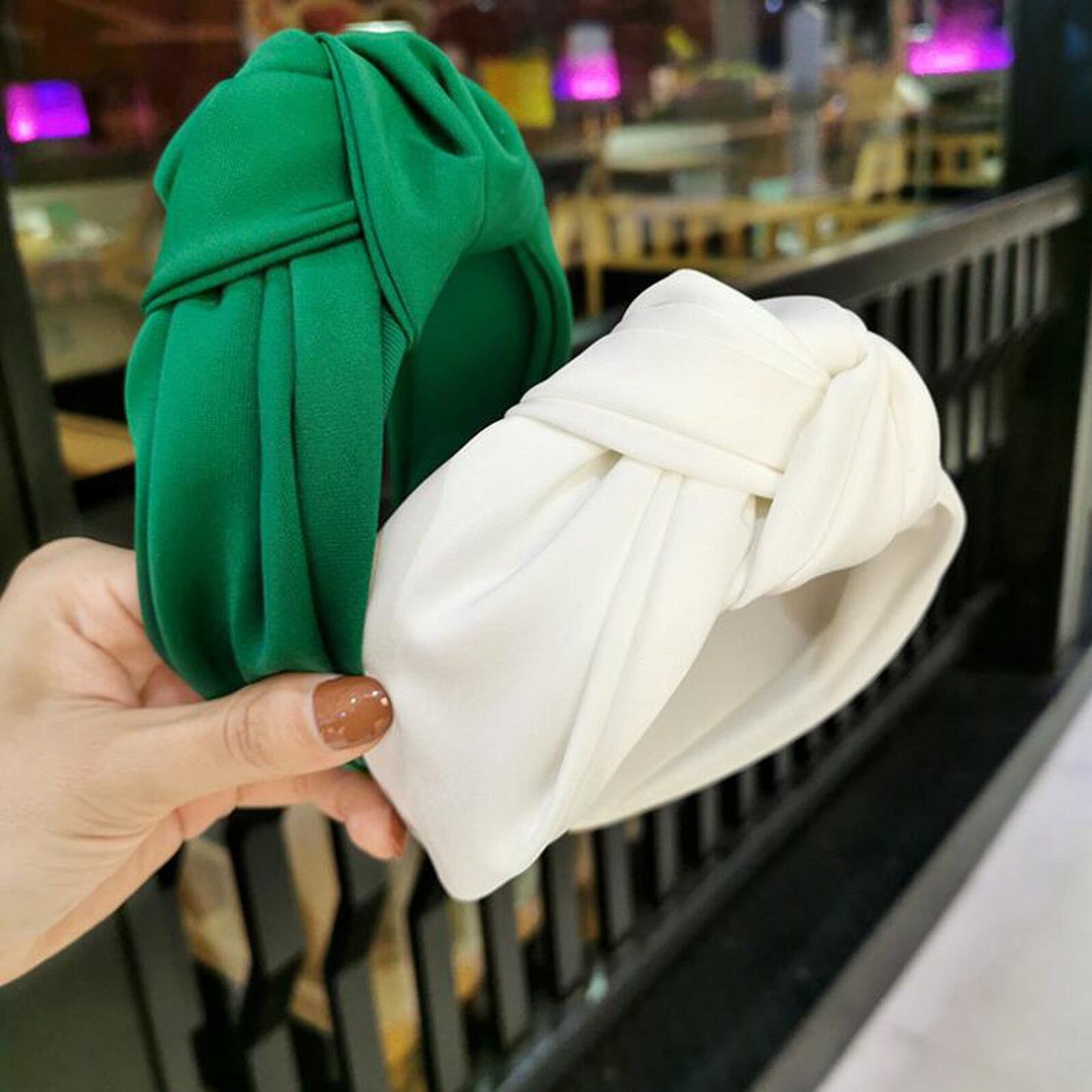 New Fashion Women Headband Adult Wide Side Solid Color Hairband Center Knot Turban Casual Hair Accessories Wholesale