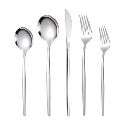 Portuguese Stainless Steel Knife Fork Spoon Golden Steak Knife Fork Set Four-Piece Tableware Set