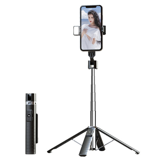 New Reinforced Quadripod Bluetooth Selfie Stick Outdoor Multi-Function Mobile Phone Live Broadcast Bracket Fill Light Selfie Stick