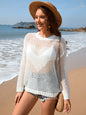 Women's Knitted Shirt Round Neck Love Beach Hoodie Resort Solid Color Women's Knitted Shirt