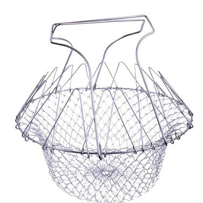 Foldable Steam Rinse Strain Fry Chef Basket Magic Mesh Basket Strainer Net Kitchen Cooking Tool Multifunction