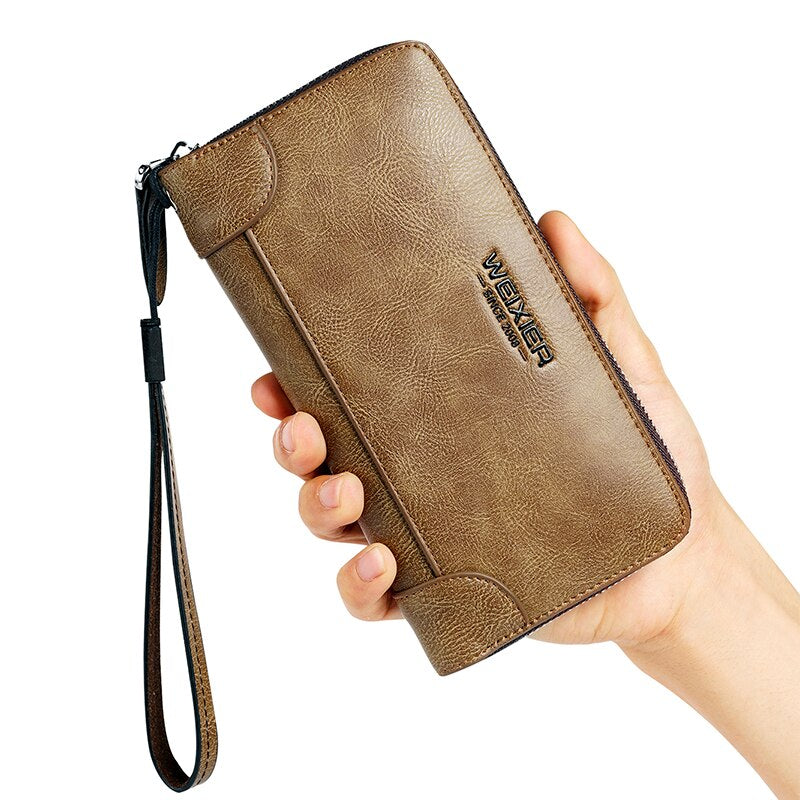 New Arrival Men Wallets pu Leather Long Clutch Zipper Wallets for Business Men Clutch Large Capacity High Quality Wallet