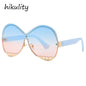 Gradual Color Runway Sunglasses Female Fashion Hollowed Out Five-Star Metal Trend Sunglasses