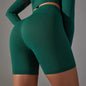 Mermaid Curve High Waist Tight Seamless Knitted GYM Shorts Hip Up Breathable Stripe Shorts Running Fitness Quick Dry Yoga Shorts