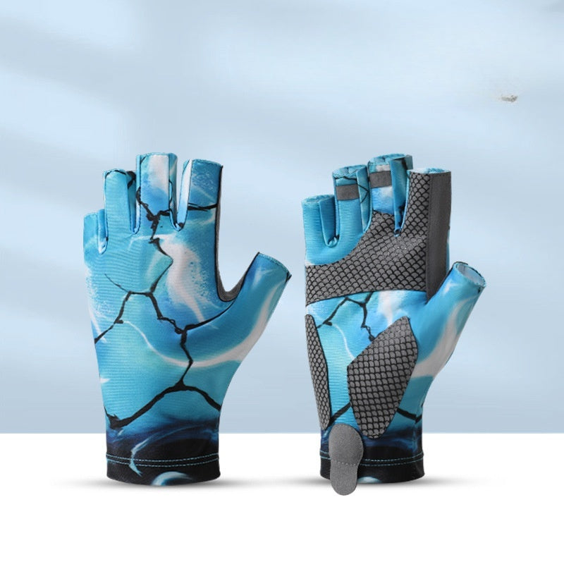 Fishing Half finger Road Asian Gloves Men and Women Ice Silk Sunscreen, Sweat Absorbent, Breathable, Anti slip, Anti stab Outdoo