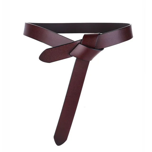 Cowhide Belt Ladies Soft Genuine Leather Knotted Strap Dress Accessories Gothic Retro Luxury Designer Girdle Corset for Women
