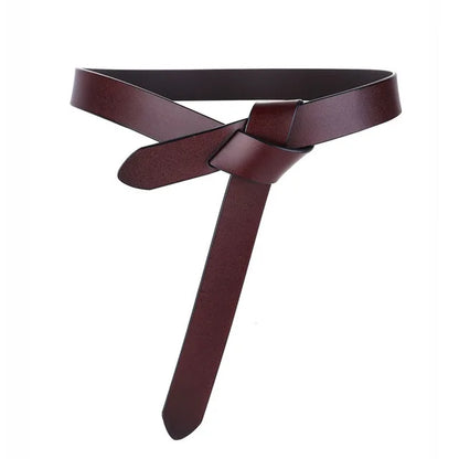 Cowhide Belt Ladies Soft Genuine Leather Knotted Strap Dress Accessories Gothic Retro Luxury Designer Girdle Corset for Women