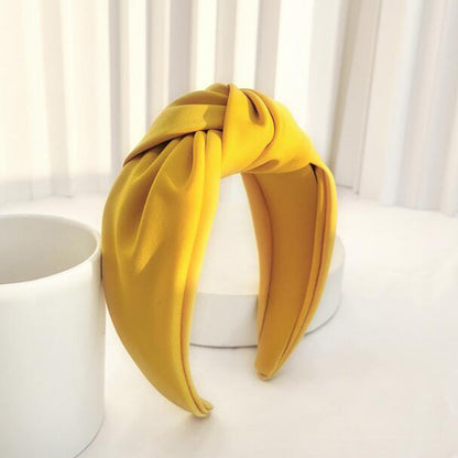 New Fashion Women Headband Adult Wide Side Solid Color Hairband Center Knot Turban Casual Hair Accessories Wholesale
