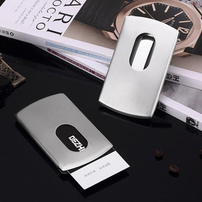Portable Hand-push type Stainless Steel Business card holder wallet card case for men