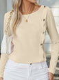Round neck spring and autumn casual long sleeved T-shirt women's clothing