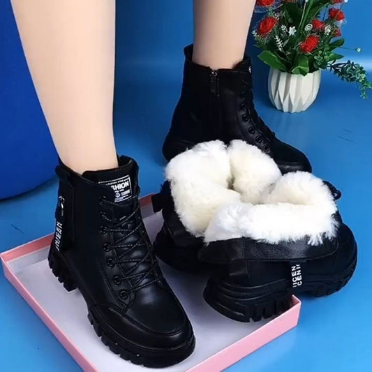Autumn and Winter New Foreign Trade Large Women's Slope Heel Cotton Shoes Temu Thickened, Warm and Comfortable