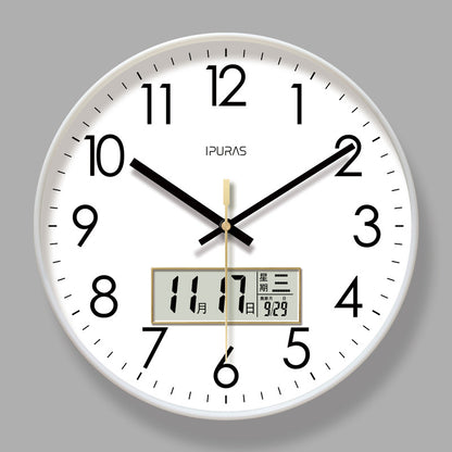 2025 New 10/12/14 - inch Electronic Calendar Wall Clock. Monitors temp & humidity. Dual - display. Mute. Quartz movement.