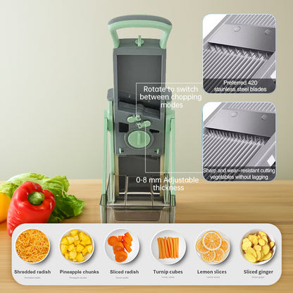 Multifunctional veggie & fruit slicer-grater. Chop, grate, slice potatoes efficiently. Ideal kitchen tool.