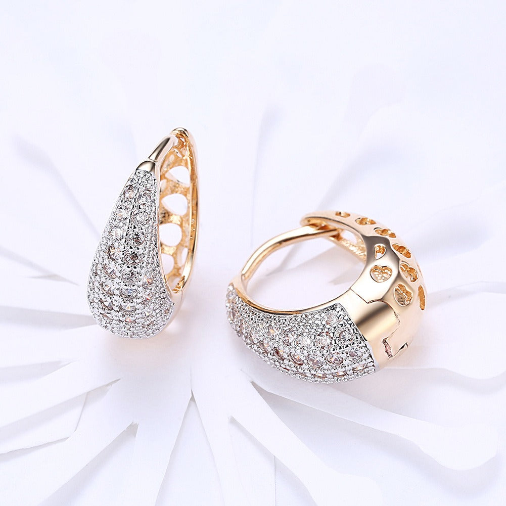European and American style hollowed out diamond inlaid K gold zircon ear clip accessories