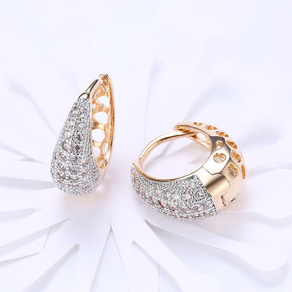 European and American style hollowed out diamond inlaid K gold zircon ear clip accessories