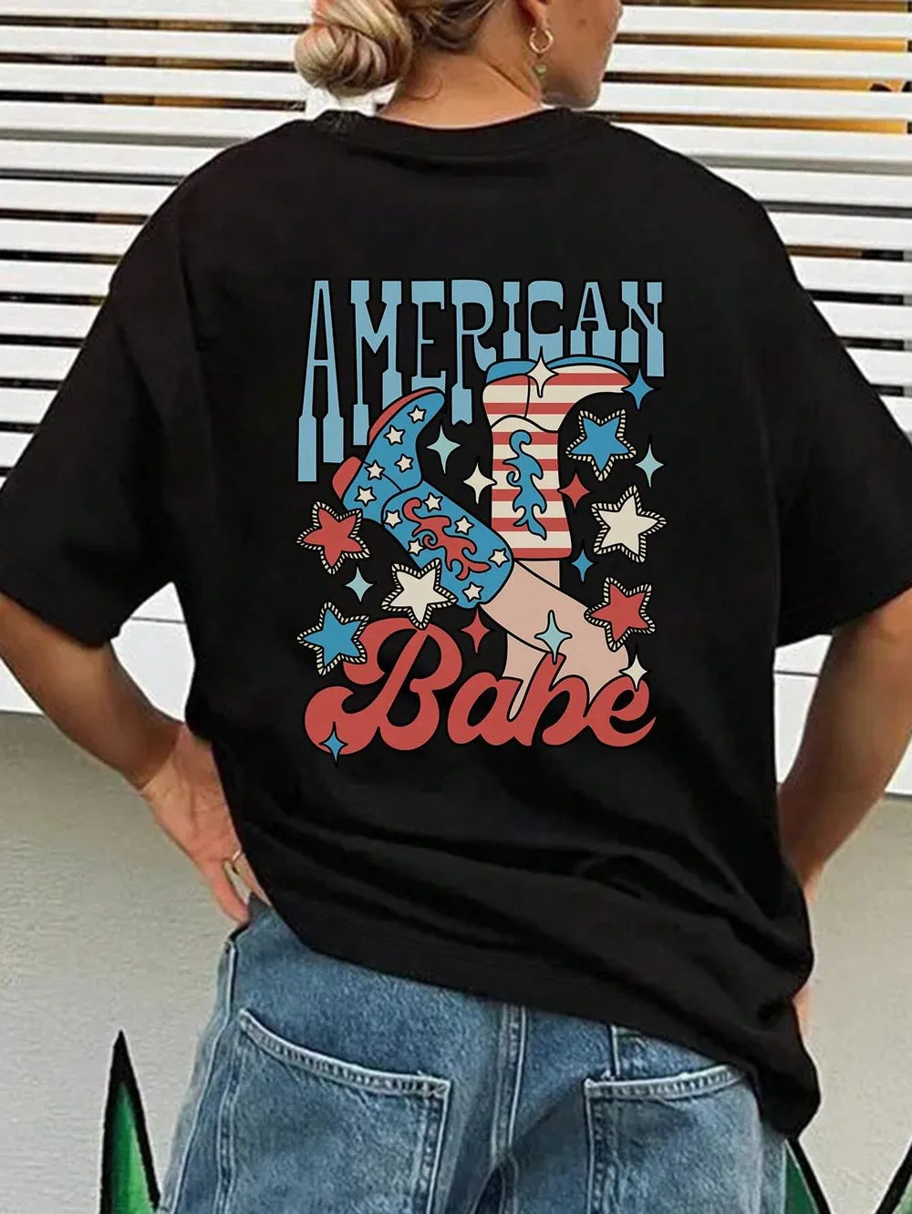 Letter graphic T-shirt women's street sports short sleeved fashion summer T-shirt clothing