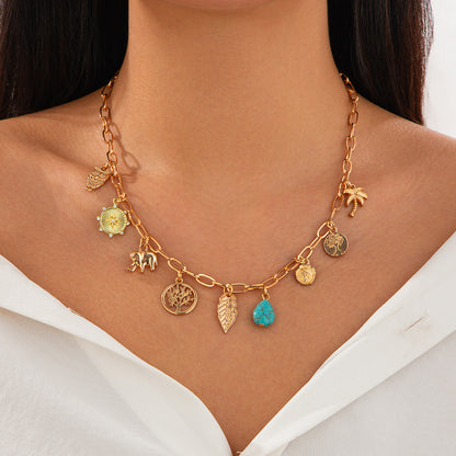 Ocean style fish tail imitation pearl tassel necklace necklaces beach starfish shell pendant accessories
