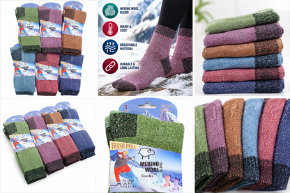 Men’s Merino Wool Blend Hiking Socks UK 6–11 – 45% Merino Wool Bamboo Walking Boot Thermal Socks | Assorted Colours – 1 Pair