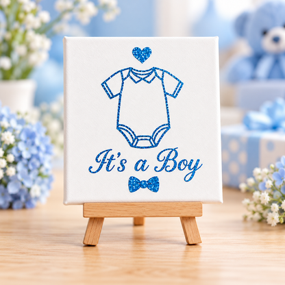 It’s a Boy Mini Canvas with Wooden Easel – Baby Shower, New Baby & Nursery Gift