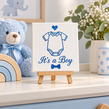 It’s a Boy Mini Canvas with Wooden Easel – Baby Shower, New Baby & Nursery Gift
