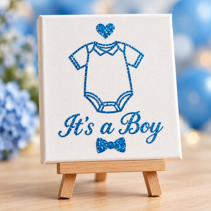 It’s a Boy Mini Canvas with Wooden Easel – Baby Shower, New Baby & Nursery Gift