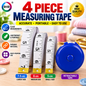 4 Piece Measuring Tape Set – Flexible Sewing Tape Measures with Retractable Tape for Tailoring, Dressmaking, Crafts & Body Measurements