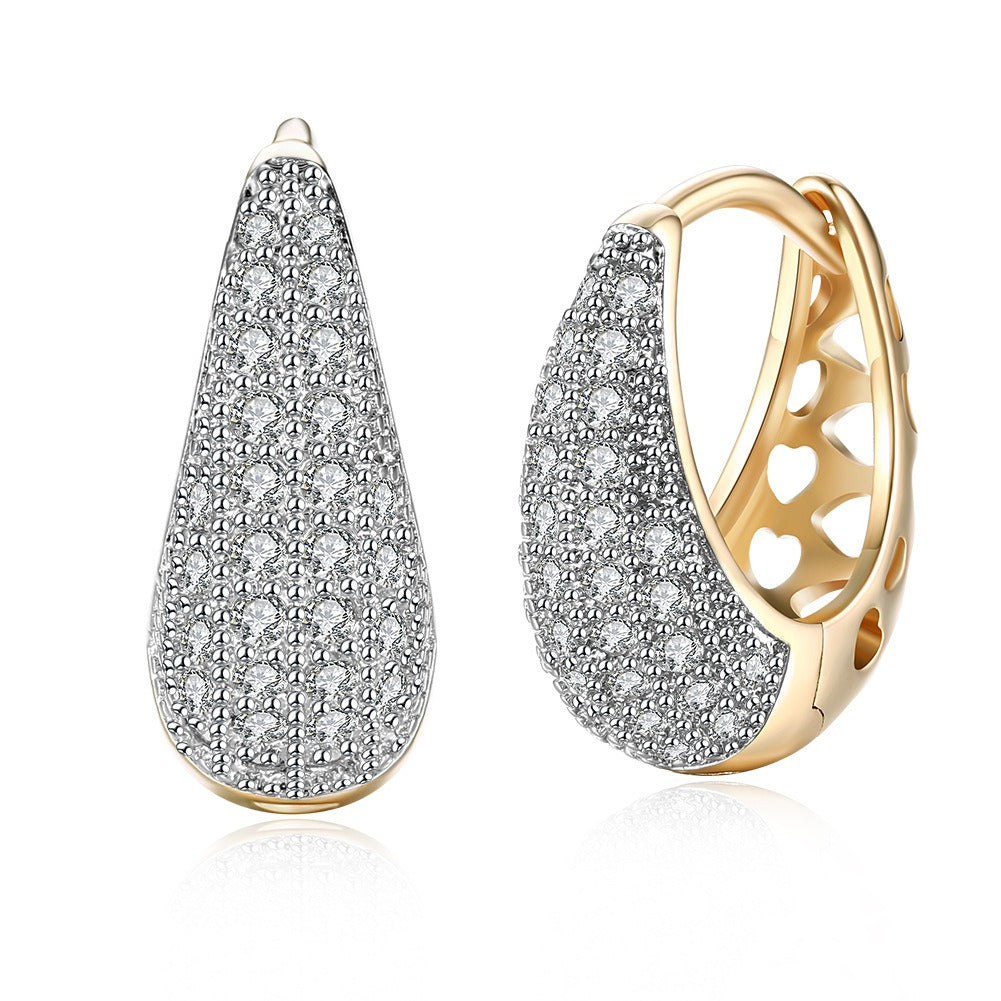 European and American style hollowed out diamond inlaid K gold zircon ear clip accessories