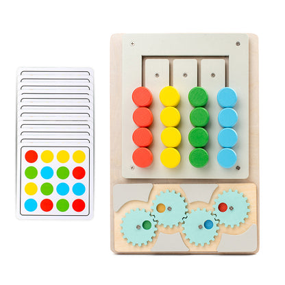 Wooden children's early education 2-in-1 four-color game color matching exercise wrist coordination puzzle toy