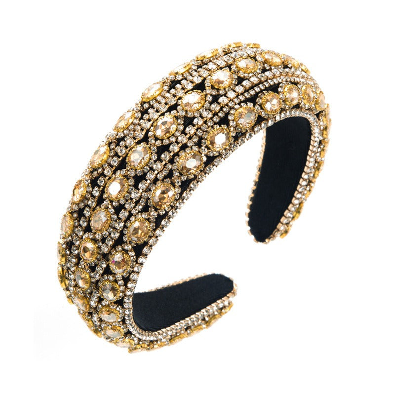 Luxury full drill bit hoops for women with wide edges and heavy craftsmanship, sponge high head hair accessories