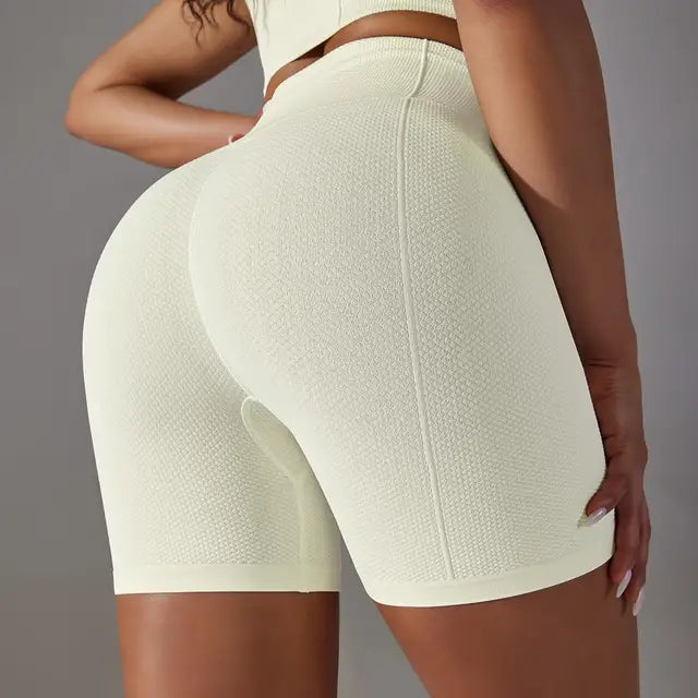 Mermaid Curve High Waist Tight Seamless Knitted GYM Shorts Hip Up Breathable Stripe Shorts Running Fitness Quick Dry Yoga Shorts