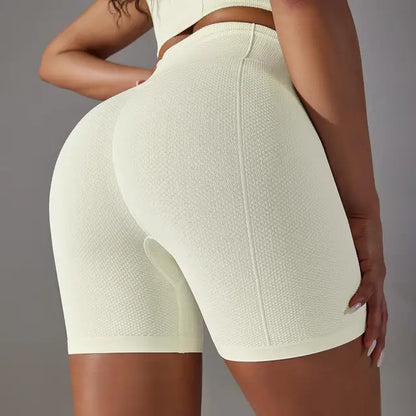 Mermaid Curve High Waist Tight Seamless Knitted GYM Shorts Hip Up Breathable Stripe Shorts Running Fitness Quick Dry Yoga Shorts