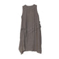 Retro Fashion Tank Top Skirt Round Neck Splicing Ruffle Edge Drawstring Mid Long Versatile Sleeveless Dress