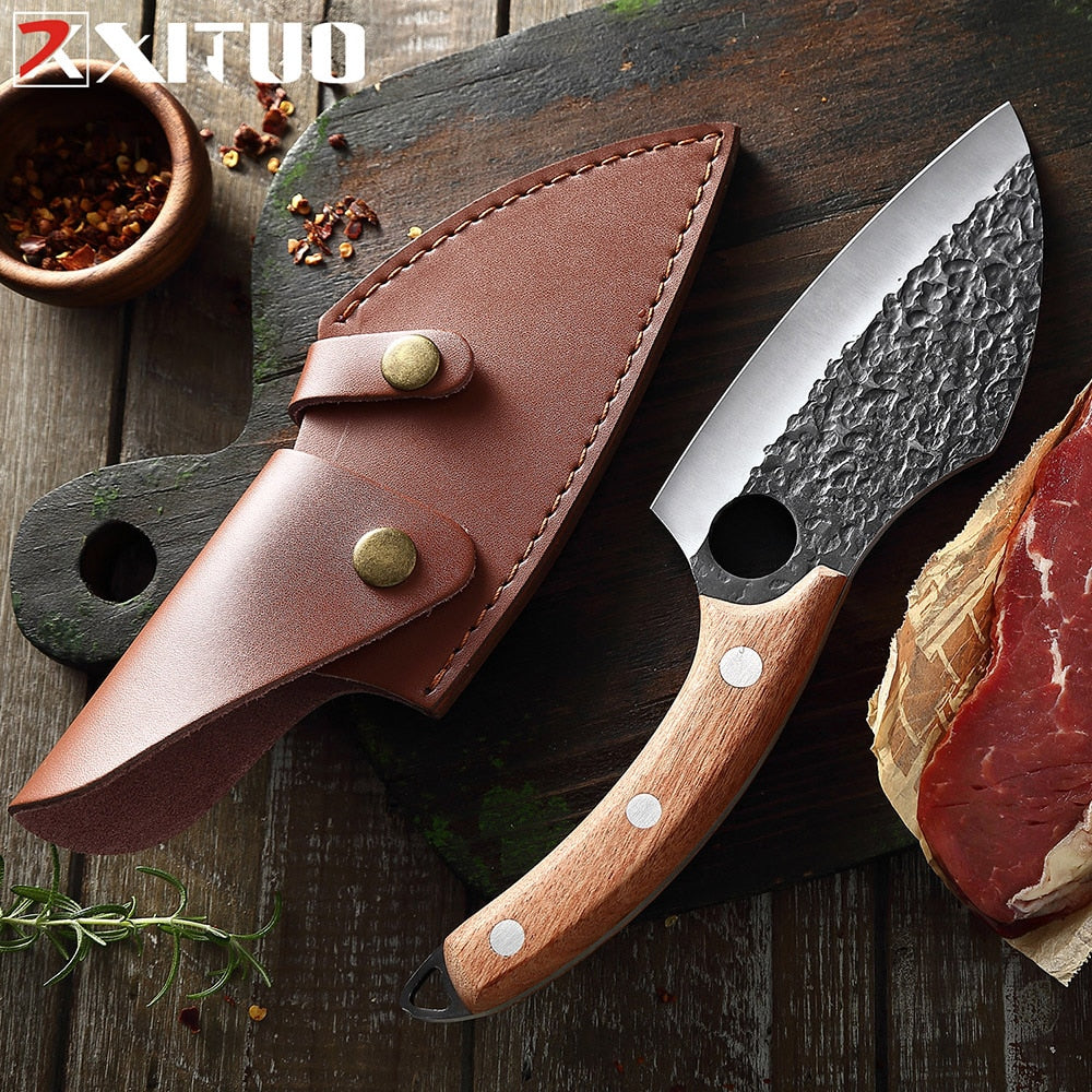 XITUO Handmade Stainless Steel Kitchen Knife Outdoor Portable Cooking Meat Cleaver Chef Knives Boning Knife Fishing Tools