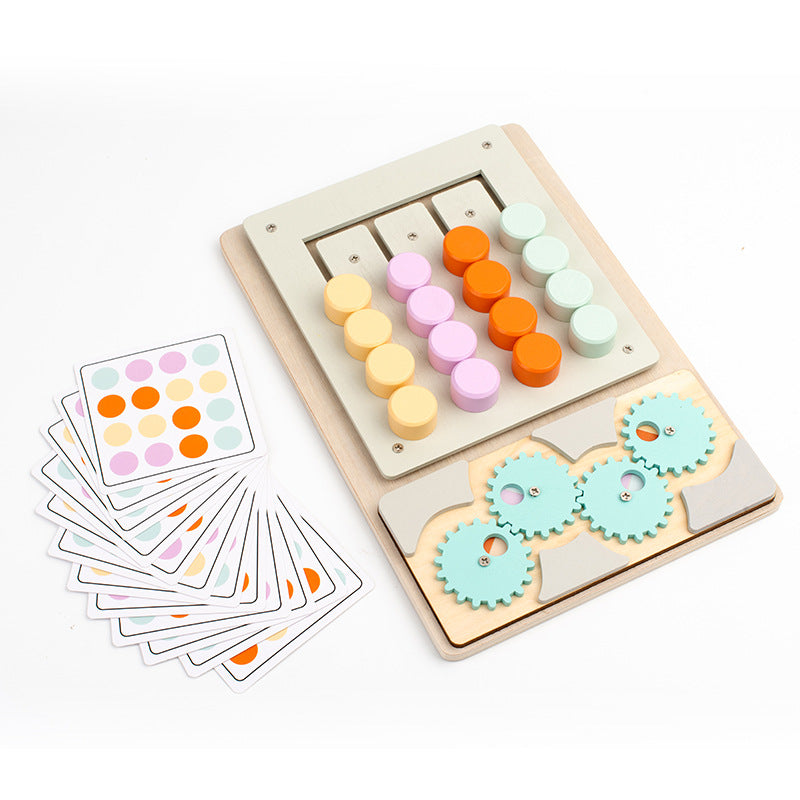 Wooden children's early education 2-in-1 four-color game color matching exercise wrist coordination puzzle toy