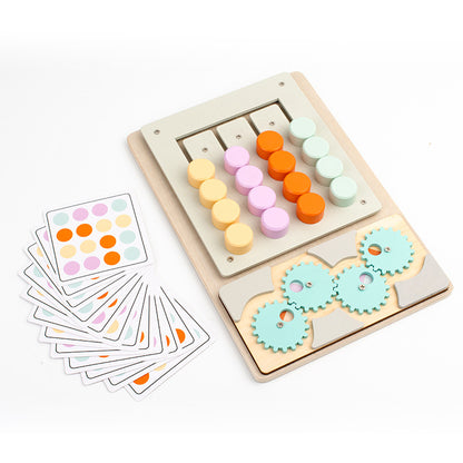 Wooden children's early education 2-in-1 four-color game color matching exercise wrist coordination puzzle toy