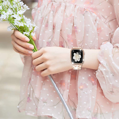 Metal Strap for Apple Watch Band 41mm 45mm 40mm 44mm Woman Diamond Stainless Steel Link Bracelet iWatch 8 7 6 SE 5 3 Accessories