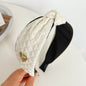New Headband Pressure Crease Stitching Vintage Knot Hair Accessories Headband Ladies High Top Hair Clip F025