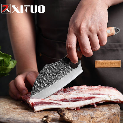 XITUO Handmade Stainless Steel Kitchen Knife Outdoor Portable Cooking Meat Cleaver Chef Knives Boning Knife Fishing Tools