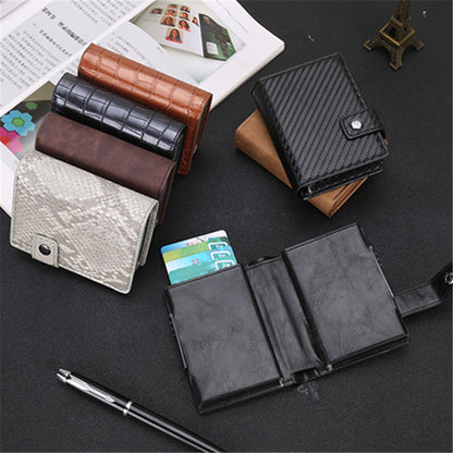 Credit Card Holder Men and Women Aluminum Alloy Card Case PU Leather Fashion Card Wallets ID Card Holder Purse