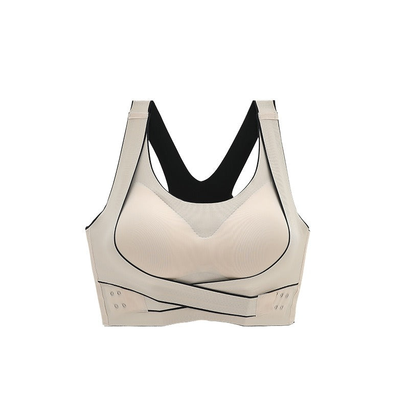 Traceless Sports Bra for Women Shockproof Running Gather Anti sagging Back Fitness Yoga Tank Top Style Steel Ring Free Bra