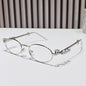 Metal inlaid diamond oval frame glasses resin anti blue light glasses rhinestone sunglasses