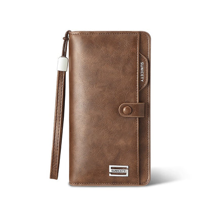 Anti Theft Brush New Large Capacity Long Men's Business Wallet Zipper Multi-Functional Mobile Phone Bag
