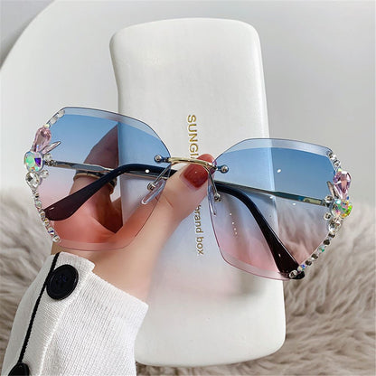 Women's Men Rimless Square Polarized Sunglasses New Outdoor Cycling Sun Glasses Vintage Shades Female UV400 Eyewear Accessories
