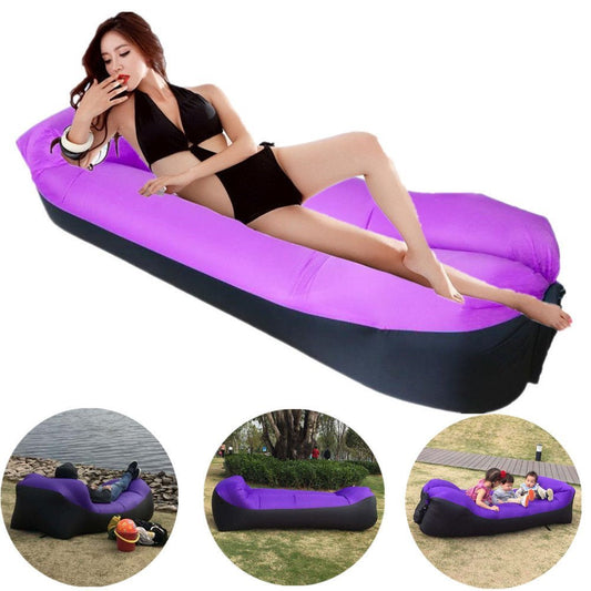 Hamaca Inflatable Lounger Portable Air Sofa Beach Hammock Nylon Banana Air Sleeping Lazy Bag Lazybag Pillow for Camping