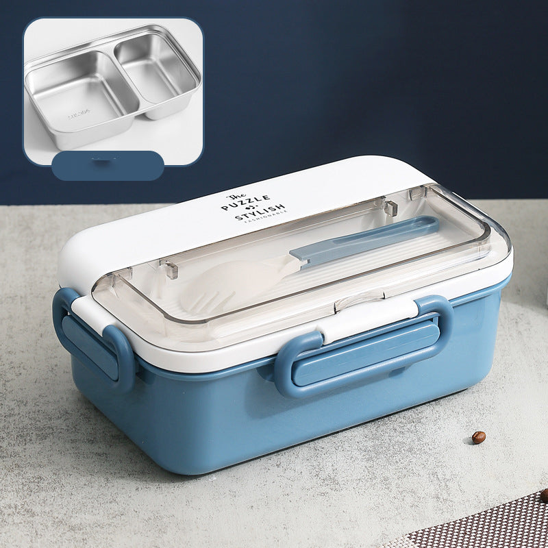 304 stainless steel lunch box with soup bowl school children's leakproof 2-grid bento box with spoon food storage container