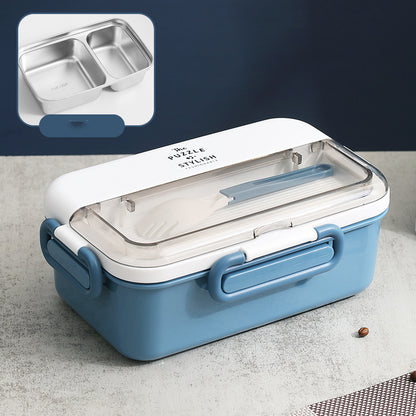 304 stainless steel lunch box with soup bowl school children's leakproof 2-grid bento box with spoon food storage container