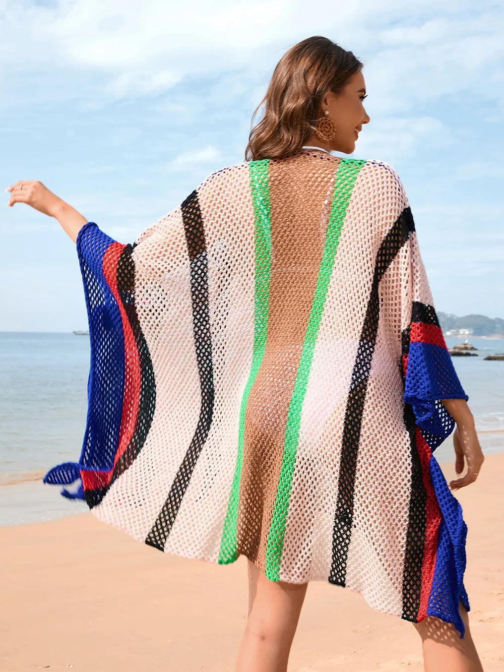 Women's Splicing Hollow Beach Skirt Loose Bikini Hoodie for Women