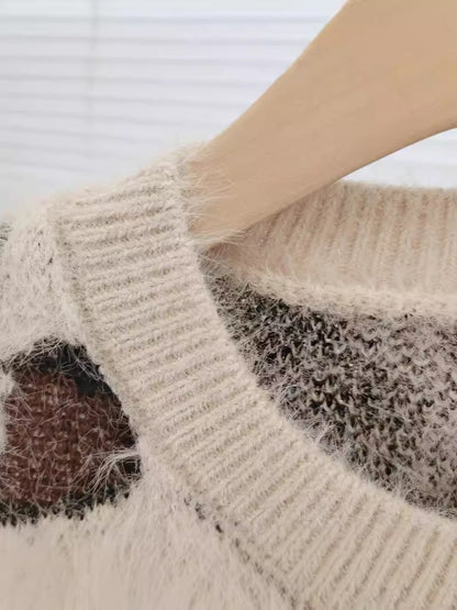 High end knitted sweater short sweater women's autumn and winter European and American style leopard print top trend