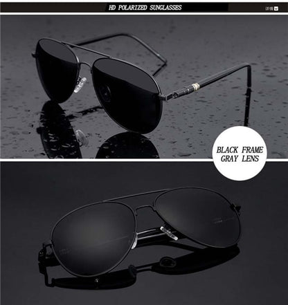 Metail Frame Quality Oversized Spring Leg Alloy Men Sunglasses Polarized Brand Design Pilot Male Sun Glasses Driving