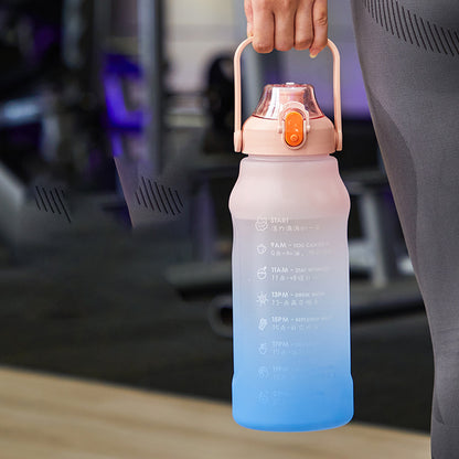 New Frosted Gradient Color Water Bottle Large Capacity Straw Travel Pot Color Sports Water Bottle Outdoor Fitness Cup